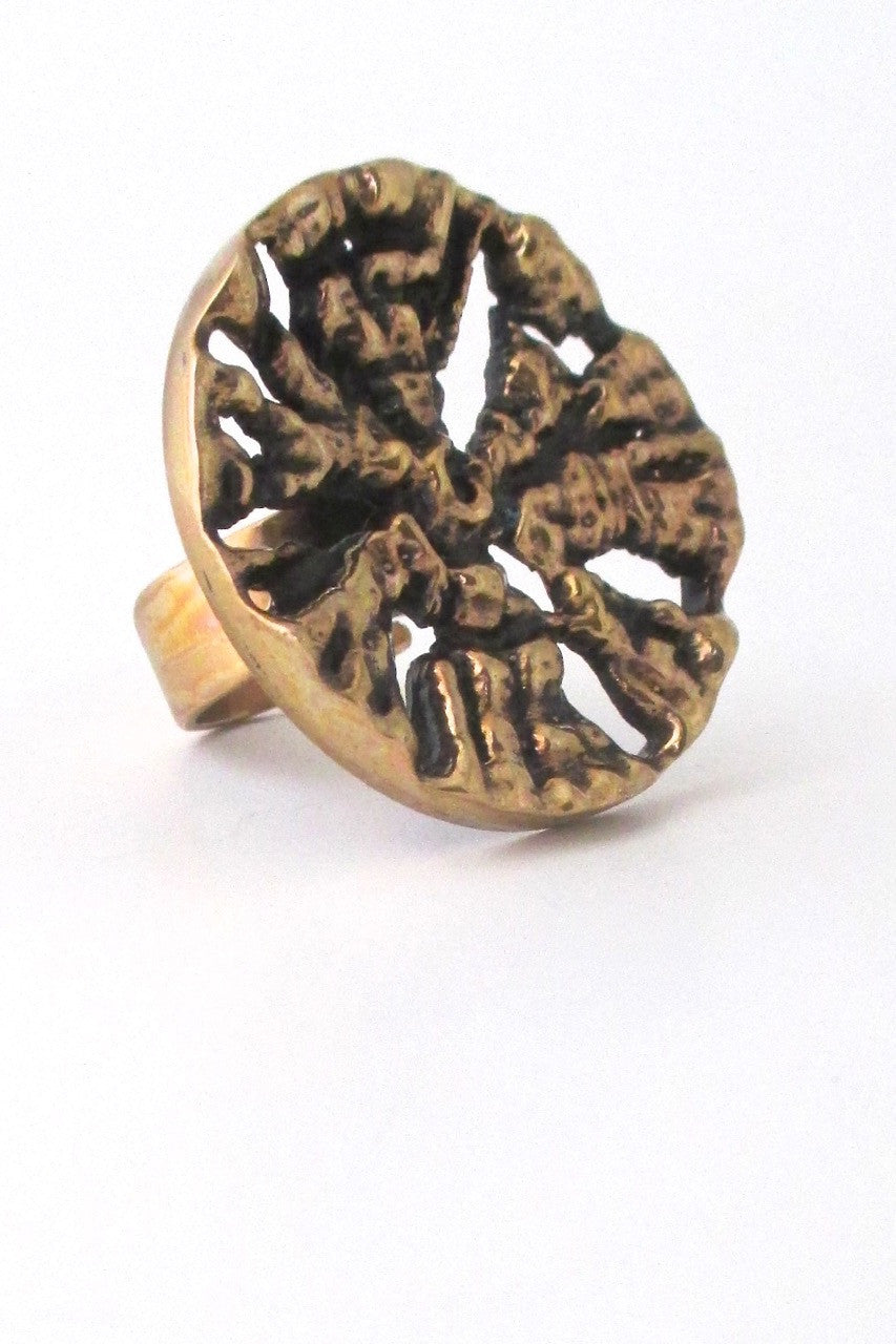 Pentti Sarpaneva Finland extra large bronze ring at Samantha Howard Vintage