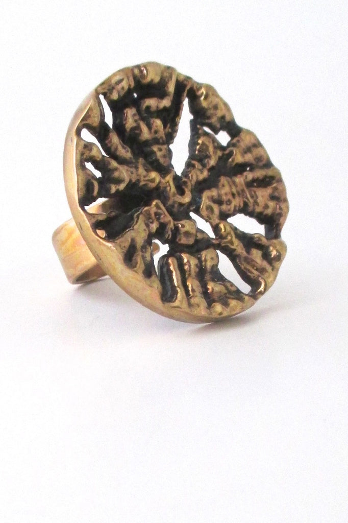 Pentti Sarpaneva Finland extra large bronze ring at Samantha Howard Vintage