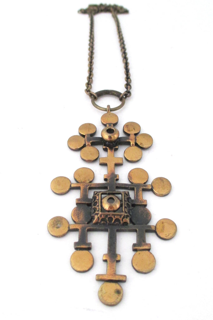 Pentti Sarpaneva Finland vintage Scandinavian Modernist bronze pendant necklace