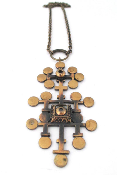 Pentti Sarpaneva Finland vintage Scandinavian Modernist bronze pendant necklace