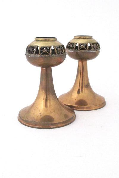 Pentti Sarpaneva for Turun Hopea Finland modernist bronze candle holders 