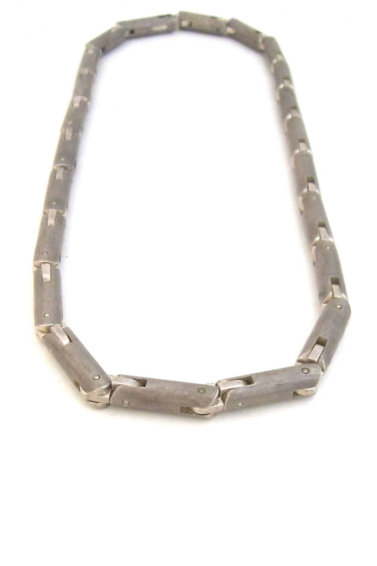 Tomasz Plodowski Poland sterling silver heavy articulated modernist necklace