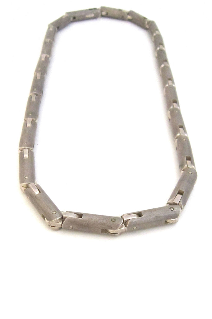 Tomasz Plodowski Poland sterling silver heavy articulated modernist necklace