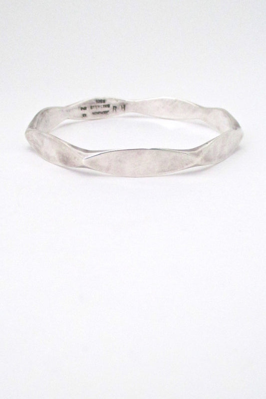 Plus Studios Norway vintage Scandinavian Modern hammered silver nut bangle bracelet by Ragnar Hansen