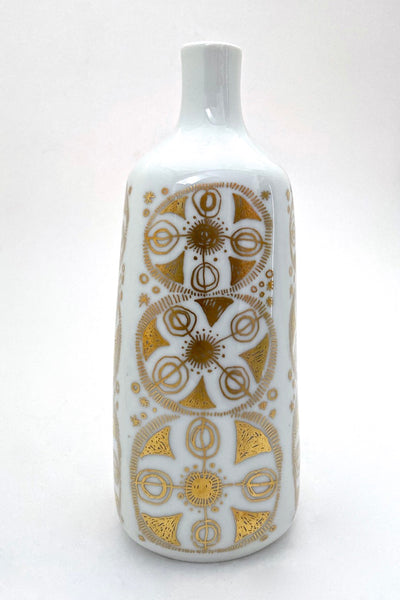 Porsgrund Norway vintage porcelain bottle vases gold decoration Arne Lindaas Scandinavian Modern design