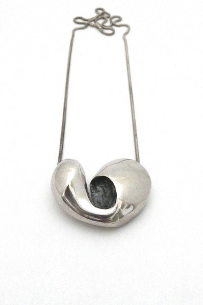 Poul Havgaard Lapponia Finland large vintage silver heart With Love Rakkaudella necklace 1974 Scandinavian Modernist jewelry design
