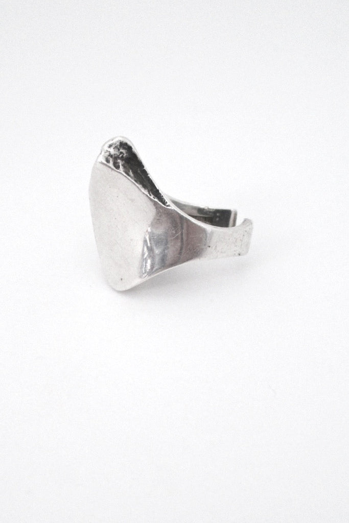 Poul Havgaard for Lapponia Finland large brutalist silver sculptural ring 1976