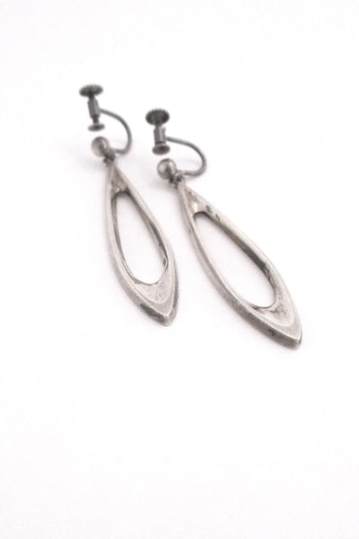 Poul Warmind Denmark vintage Scandinavian Modern silver drop earrings