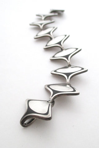 Poul Warmind Denmark Scandinavian modernist silver and enamel link bracelet