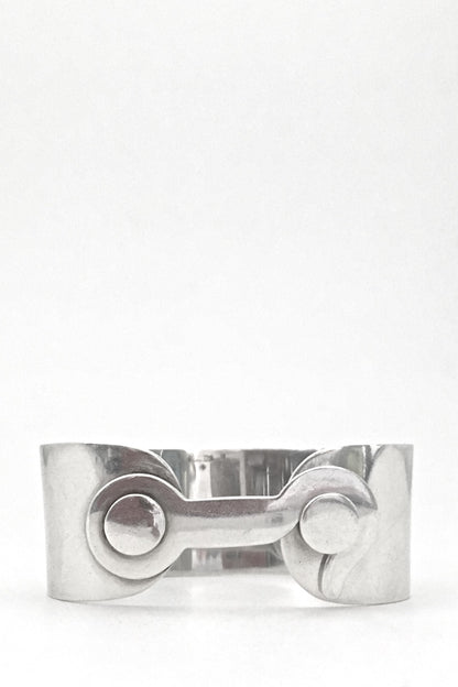 Jose Maria Puig Doria Spain vintage modernist heavy silver hook bracelet