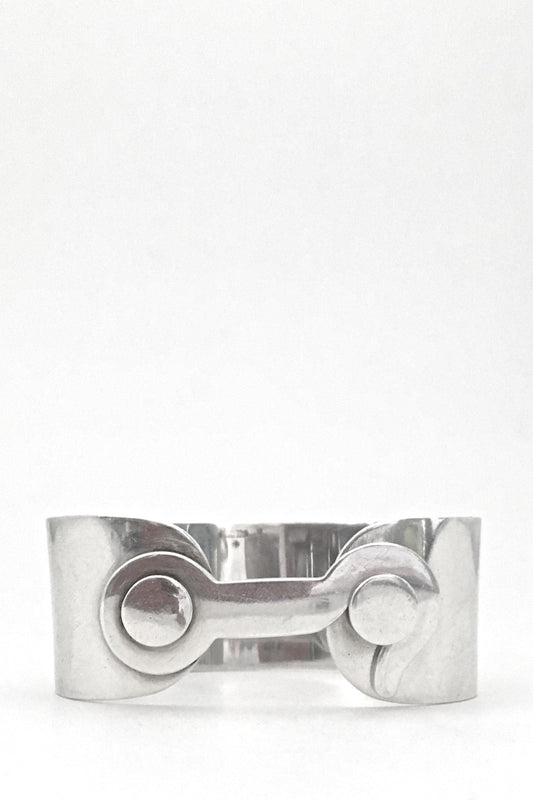 Jose Maria Puig Doria Spain vintage modernist heavy silver hook bracelet