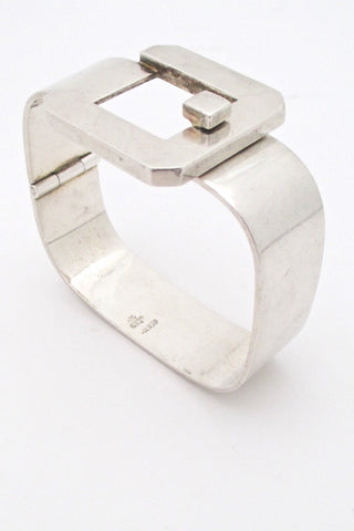 Jose Maria Puig Doria Spain vintage modernist heavy silver buckle bracelet