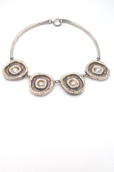 Rachel Gera Israel mid century modernist vintage silver choker necklace