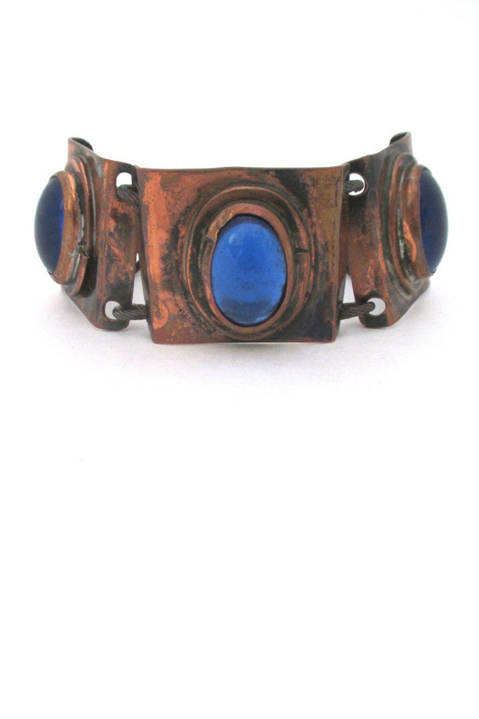 Rafael Alfandary Canada vintage copper & glass brutalist bracelet