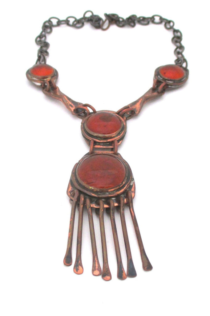 Rafael Alfandary Canada huge multi stone brutalist statement copper fringe necklace