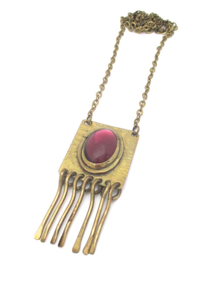 Rafael Alfandary Canada vintage brutalist mirrored clear purple stone fringe necklace