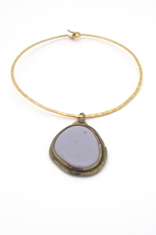 Rafael Alfandary Canada vintage brutalist brass rare mauve stone choker necklace