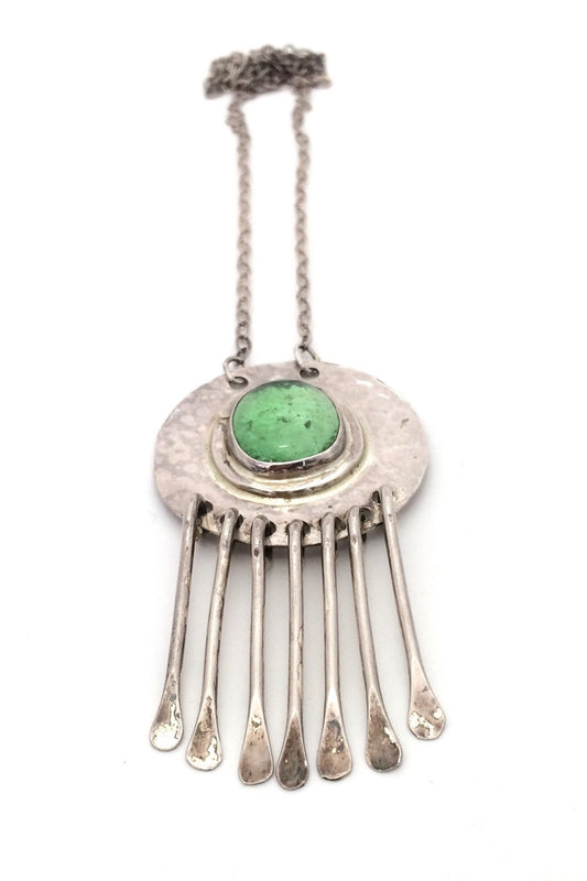 Rafael Canada rare sterling silver with pale clear green necklace