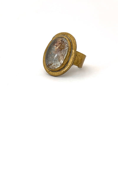 Rafael Alfandary Canada vintage brass glass oval ring Canadian brutalist jewelry design