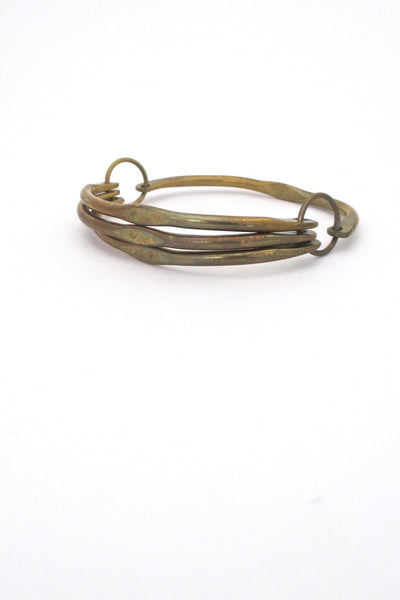 Rafael Alfandary Canada vintage brass unusual hinged bangle bracelet