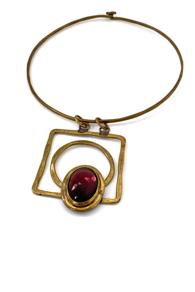 Rafael Alfandary Canada vintage large purple glass pendant choker necklace Canadian jewelry design