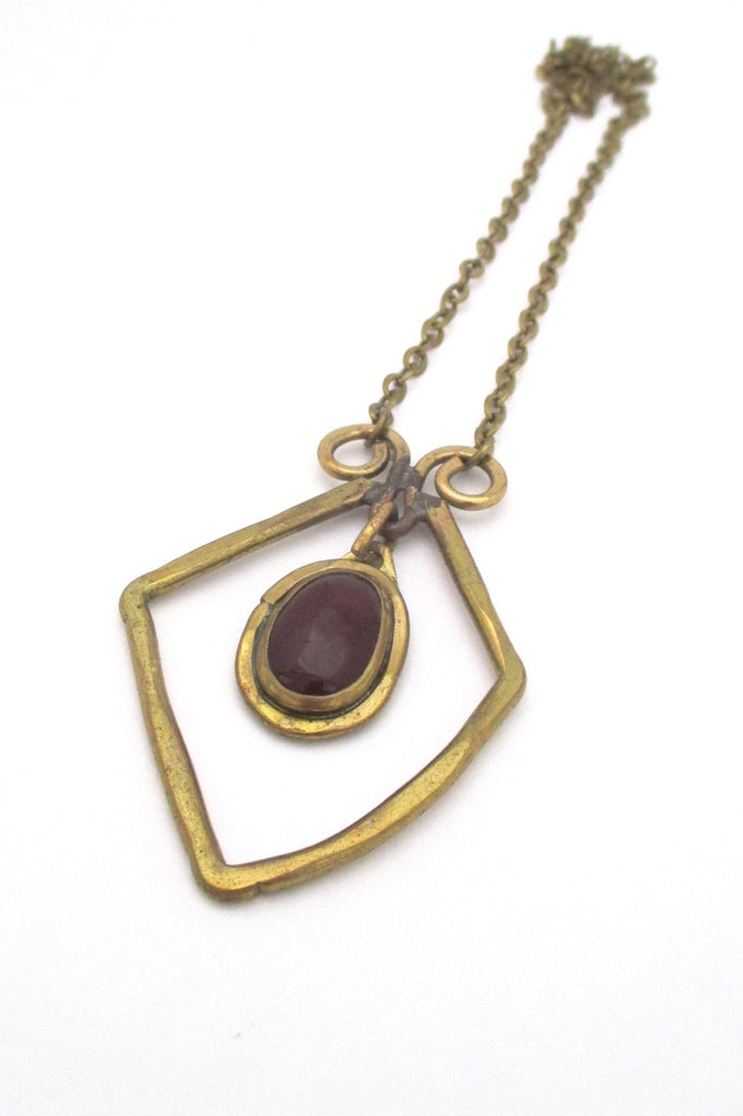 Rafael Canada brass diamond & ruby red kinetic necklace
