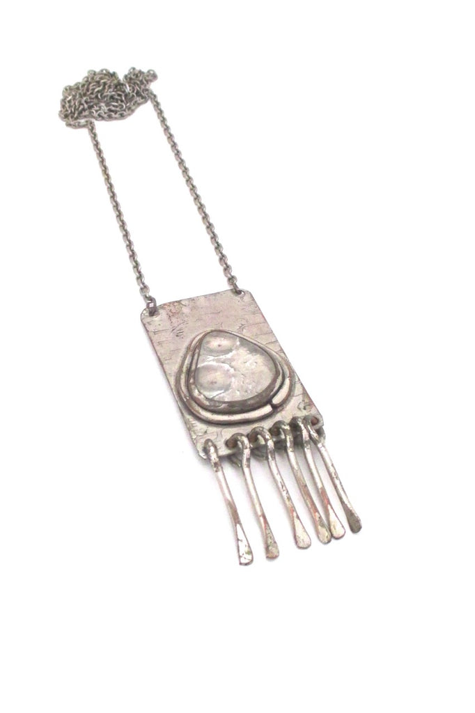 Rafael Alfandary Canada early silvertone fringe necklace vintage jewelelry