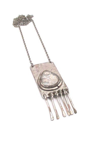 Rafael Alfandary Canada early silvertone fringe necklace vintage jewelelry