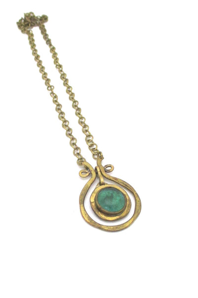 Rafael Alfandary Canada  mini brass classic kinetic pendant clear green stone vintage jewelry