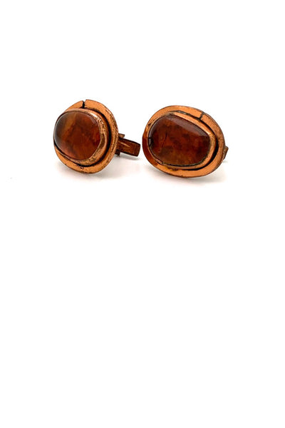 Rafael Alfandary Canada vintage brutalist copper amber glass cufflinks