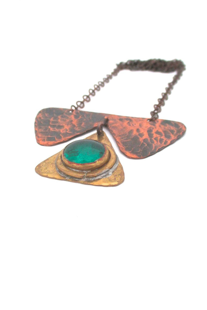 Rafael Alfandary Canada vintage copper brass kinetic pendant necklace green