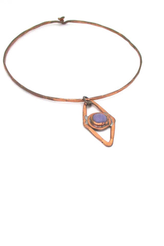 Rafael Alfandary Canada copper lavender stone choker necklace vintage jewelry
