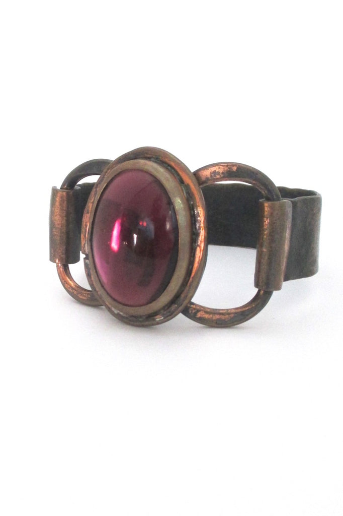 Rafael Alfandary Canada vintage brutalist copper mirrored purple hinged bracelet