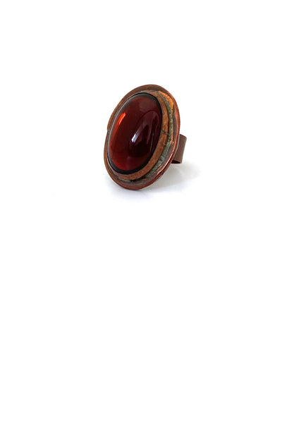 Rafael Alfandary Canada vintage copper mirrored dark amber glass oval ring