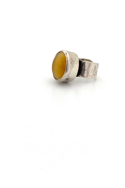 Rafael Alfandary Canada vintage sterling silver yellow cats eye ring brutalist jewelry design