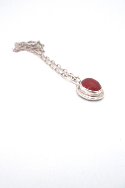 Rafael Alfandary Canada vintage brutalist silver and carnelian pendant necklace