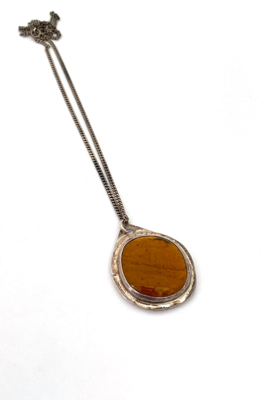 Rafael Alfandary Canada vintage sterling silver amber glass pendant necklace Canadian jewelry design