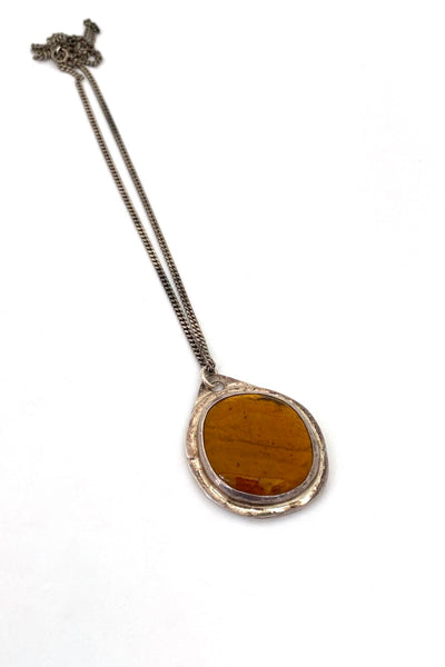 Rafael Alfandary Canada vintage sterling silver amber glass pendant necklace Canadian jewelry design
