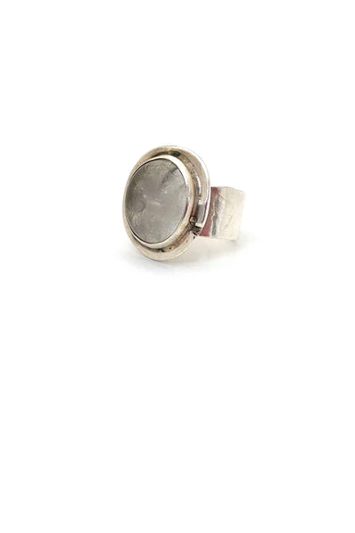 Rafael Alfandary Canada vintage brutalist sterling silver clear glass ring Canadian Modernist jewelry design