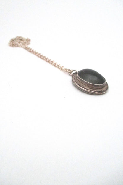 Rafael Alfandary Canada vintage brutalist silver and mood stone glass pendant necklace