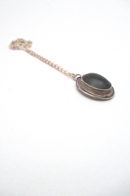 Rafael Alfandary Canada vintage brutalist silver and mood stone glass pendant necklace