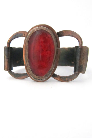 Rafael Alfandary Canada vintage copper & tangerine Murano glass bracalet