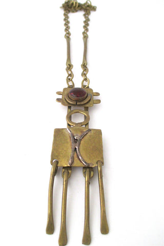Rafael Alfandary Canada vintage brass long pendant necklace happy person