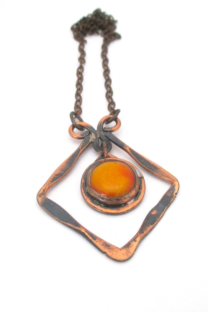 Rafael Alfandary Canada vintage copper and mottled orange kinetic pendant necklace