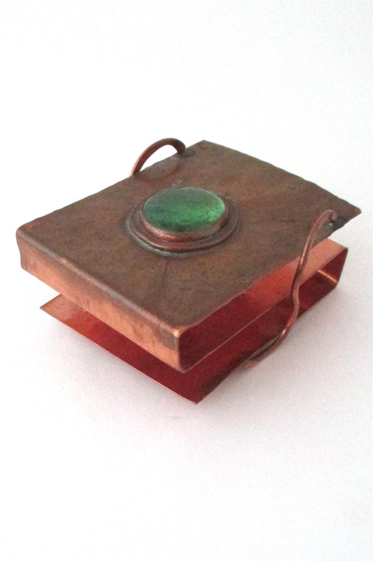 Rafael Alfandary Canada vintage brutalist copper and glass playing card holder