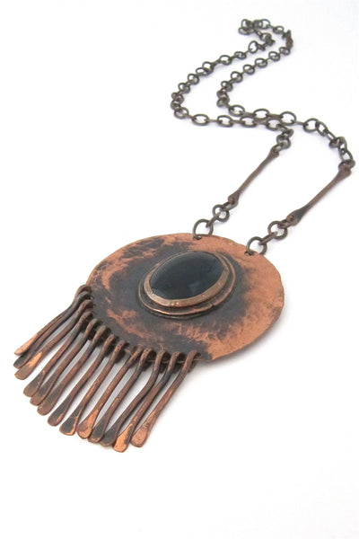 Rafael Alfandary Canada large copper and aqua Murano glass fringe necklace