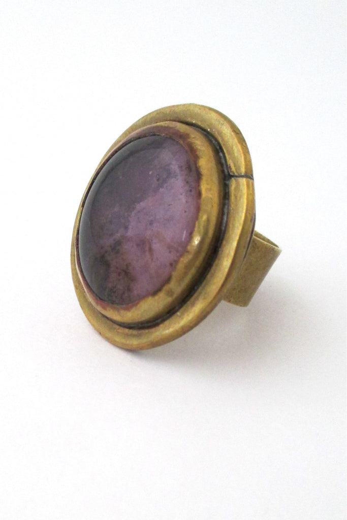 Rafael Alfandary Canada vintage large round purple  & brass ring