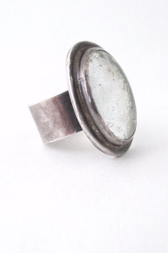 Rafael Alfandary Canada rare vintage sterling silver ring clear glass