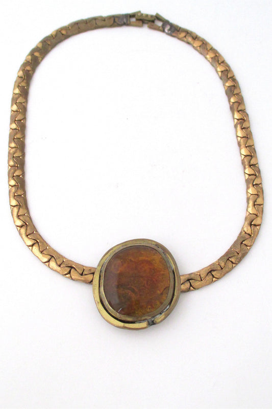 Rafael Alfandary Canada vintage amber glass choker