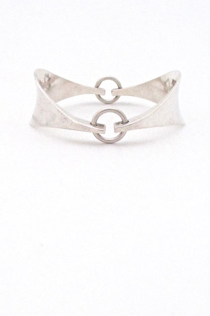 profile Plus Studios Norway Design wide hammered silver hinged bracelet by Ragnar Hansen Scandinavian Modern jewelry design